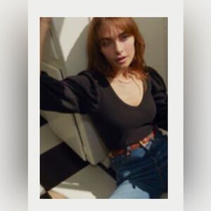 Nation LTD Frances CA Long Sleeve Blouse in Jet Black Size S NWT